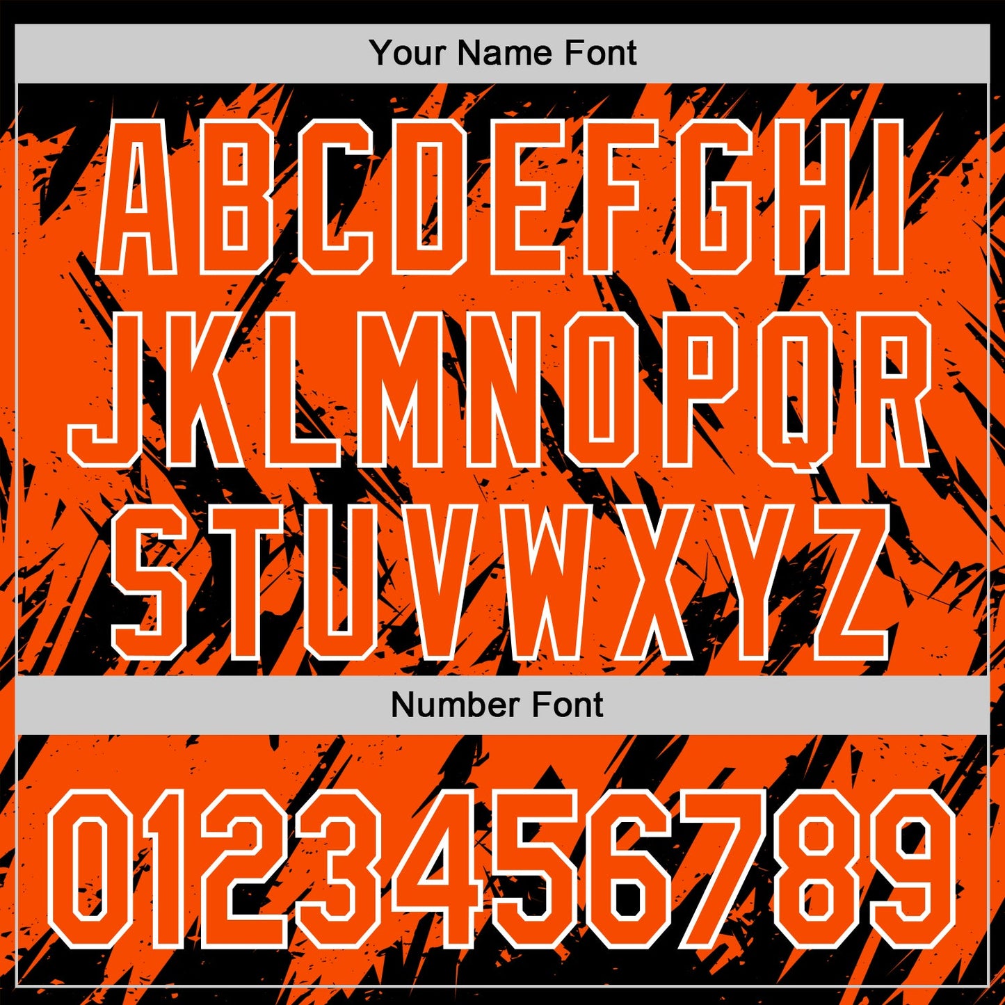 Custom Black Orange-White Abstract Sharp Shape Fragment Pattern Bomber Full-Snap Varsity Letterman Hoodie Jacket view 6