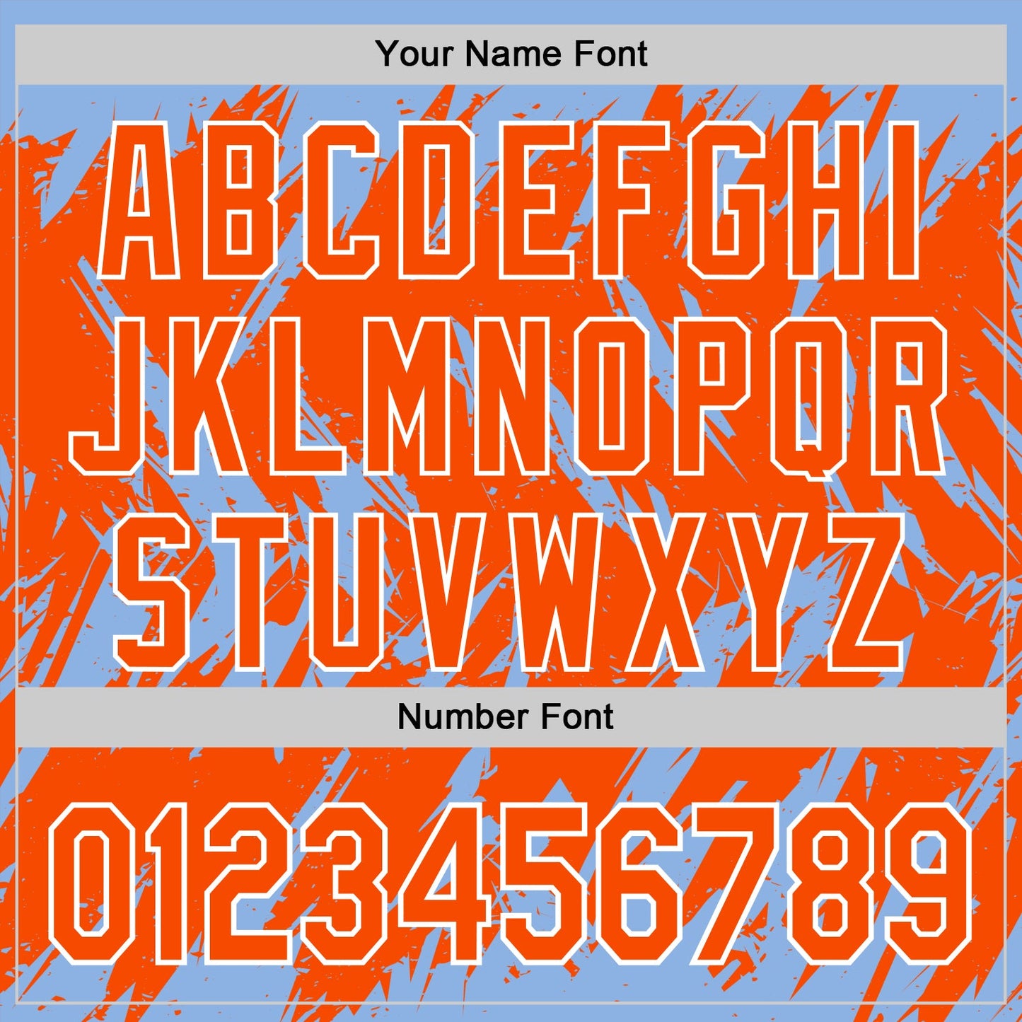 Custom Light Blue Orange-White Abstract Sharp Shape Fragment Pattern Bomber Full-Snap Varsity Letterman Hoodie Jacket view 6
