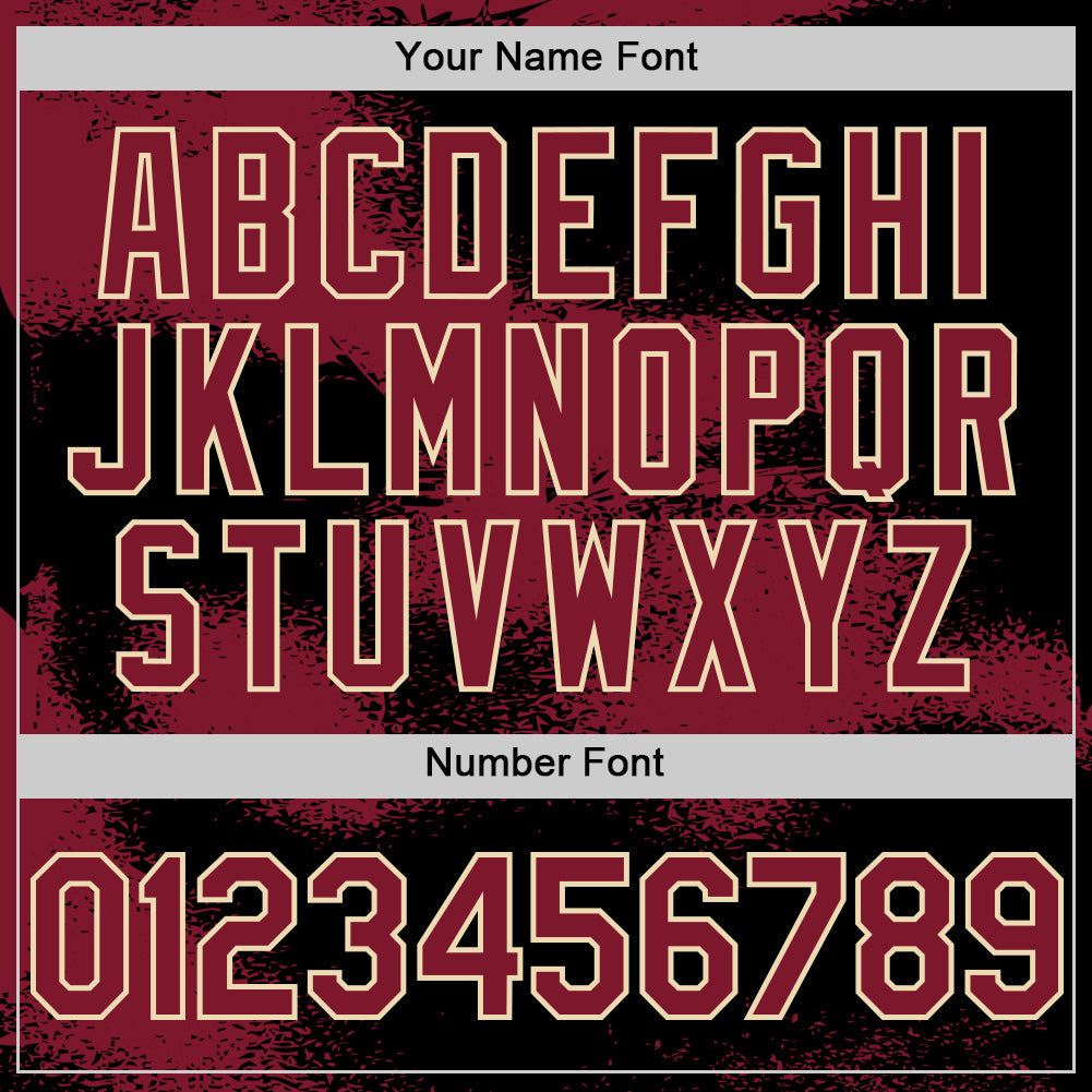 Custom Black Crimson-Cream Abstract Color Blocks Fragment Pattern Bomber Full-Snap Varsity Letterman Hoodie Jacket view 6