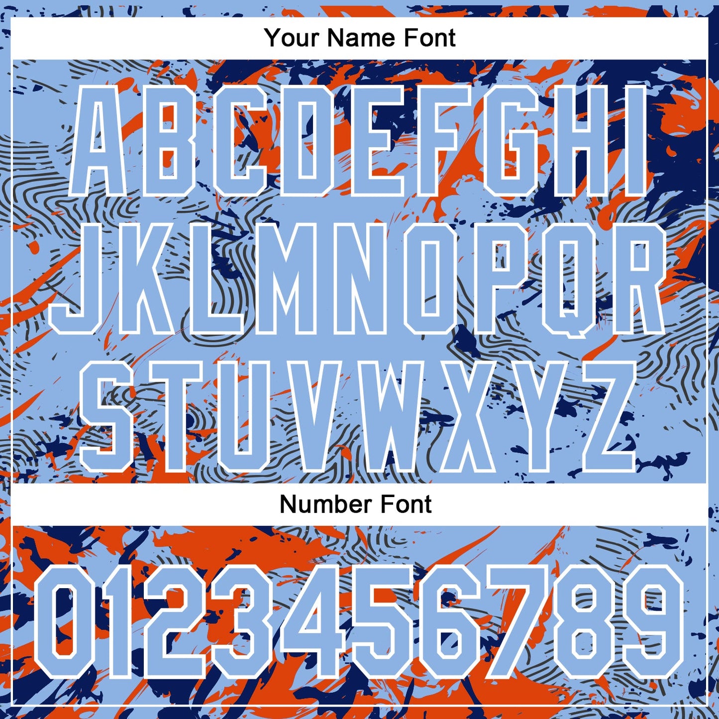 Custom Light Blue Royal Orange-White Splash Bomber Full-Snap Varsity Letterman Hoodie Jacket view 6