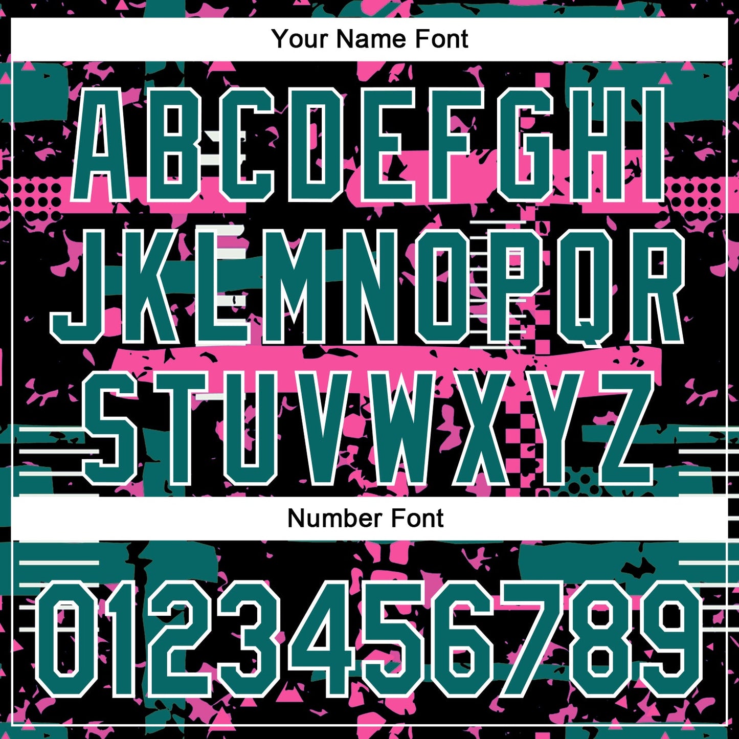 Custom Black Teal Pink-White Abstract Fragment Shape Bomber Full-Snap Varsity Letterman Hoodie Jacket view 6