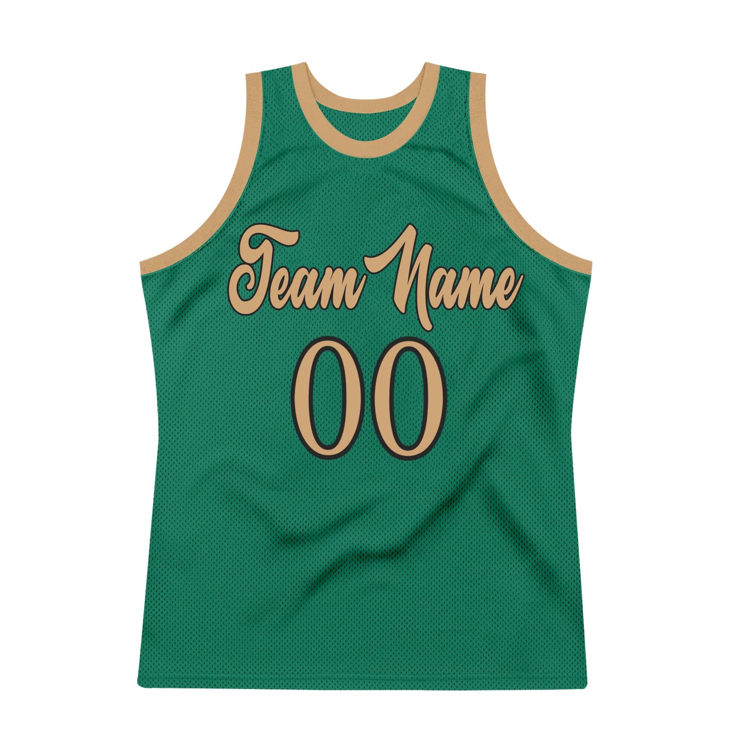 Custom Kelly Green Old Gold-Black Authentic Throwback Basketball Jersey view 7