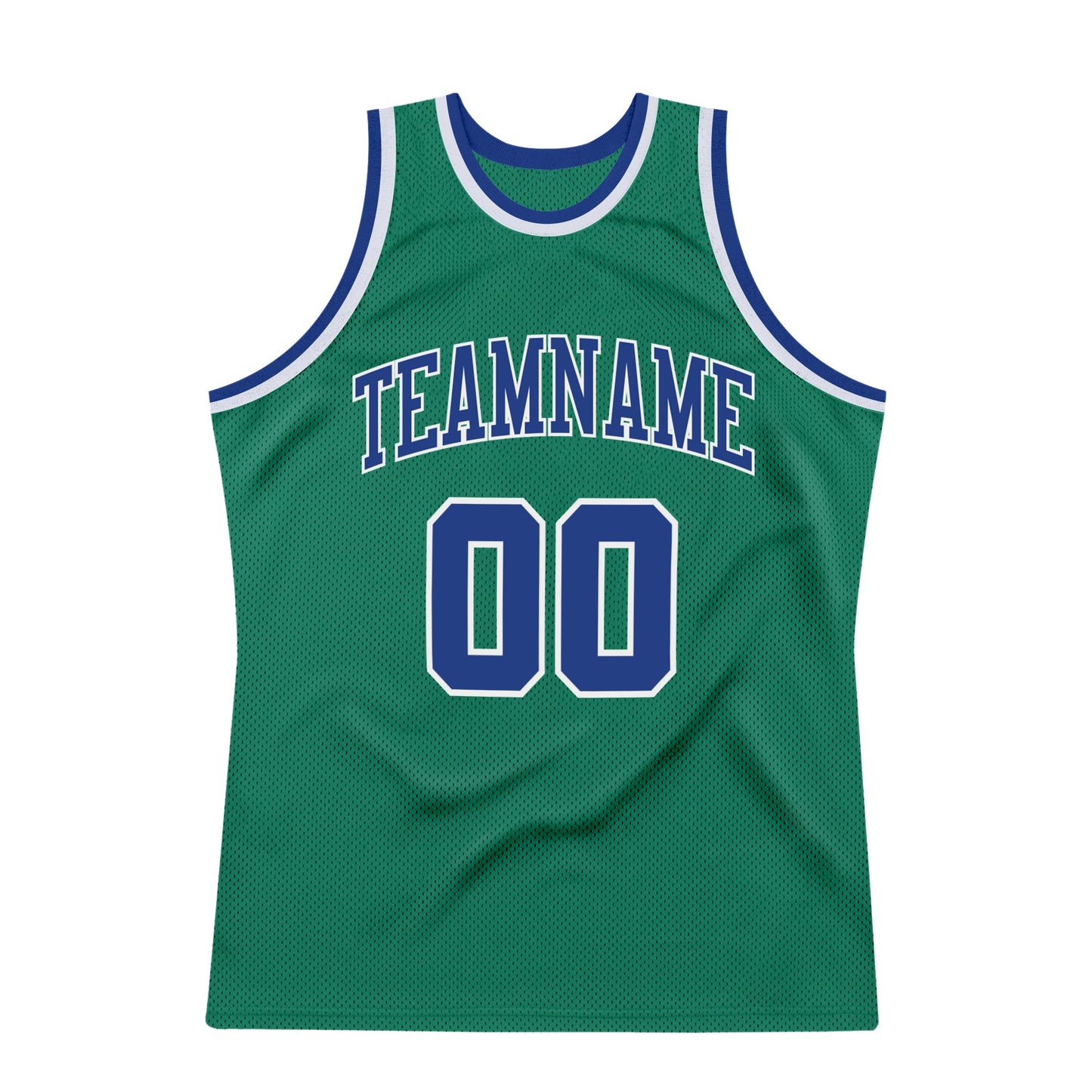 Custom Kelly Green Royal-White Authentic Throwback Basketball Jersey view 7