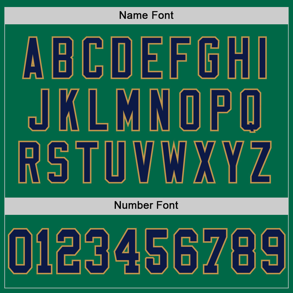 Custom Kelly Green Navy-Old Gold Mesh Authentic Throwback Football Jersey view 4