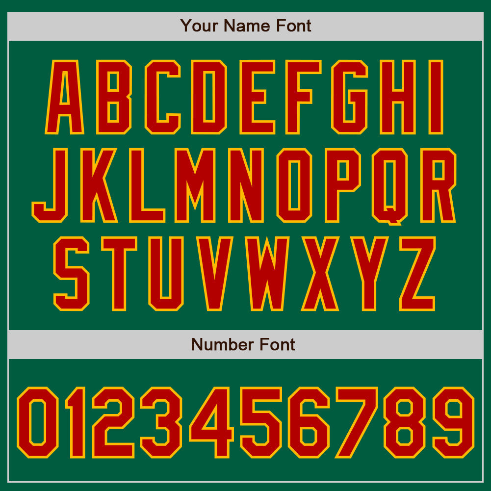 Custom Kelly Green Red-Gold Authentic Baseball Jersey view 8