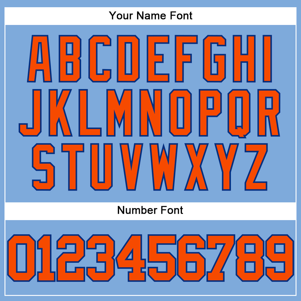 Custom Light Blue Orange-Royal Authentic Baseball Jersey view 5