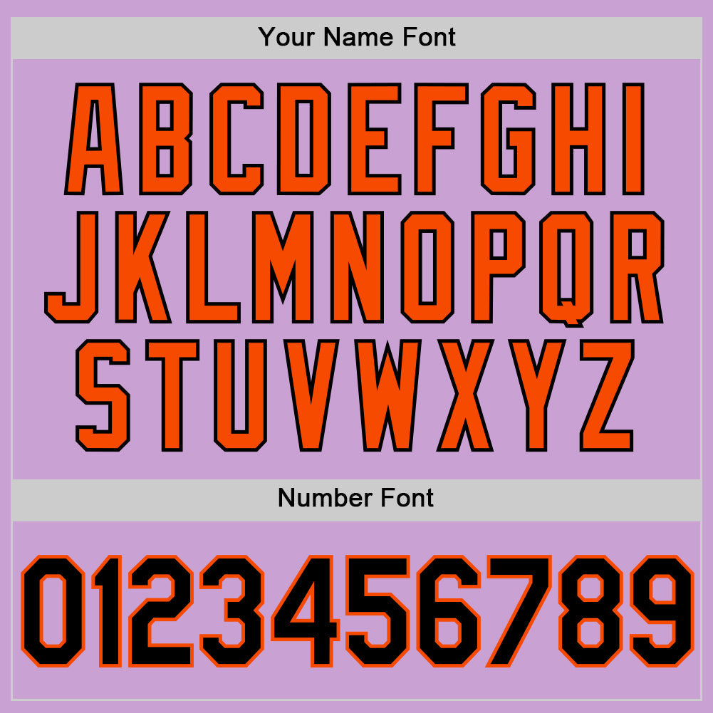 Custom Light Purple Black-Orange Authentic Baseball Jersey view 5