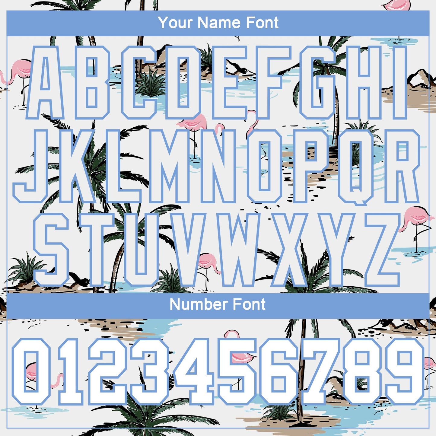 Custom White White-Light Blue Hawaii Palm Trees 3D Pattern Long Sleeve Performance T-Shirt view 4