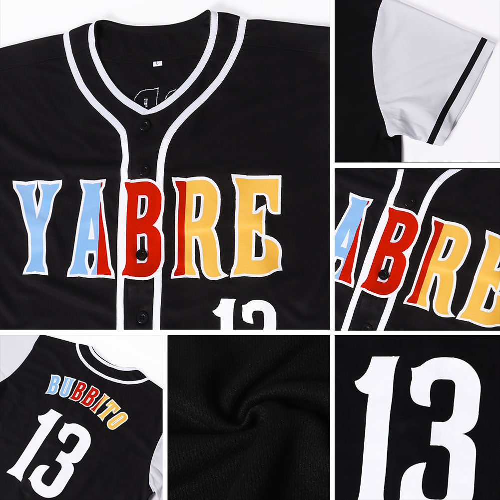 Custom Black White-Gold Authentic Two Tone Baseball Jersey view 6