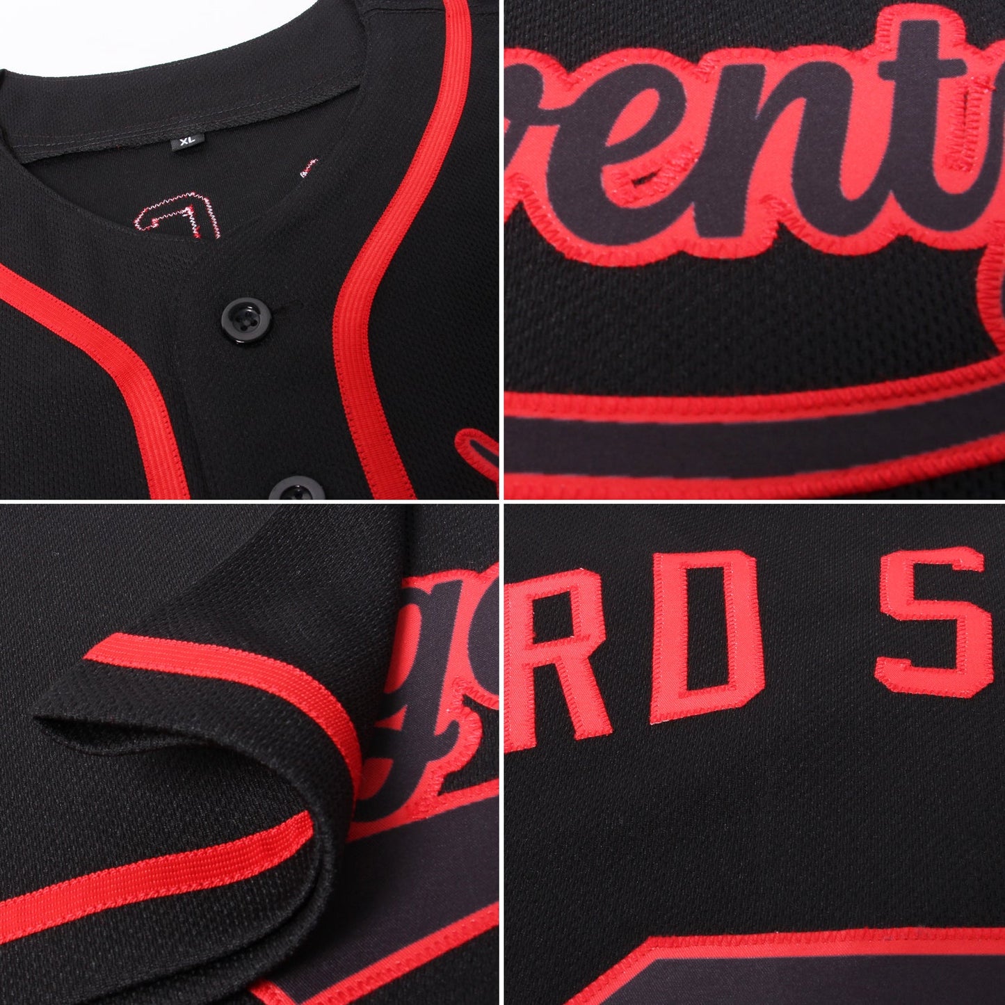 Custom Black Black-Red Authentic Baseball Jersey view 6