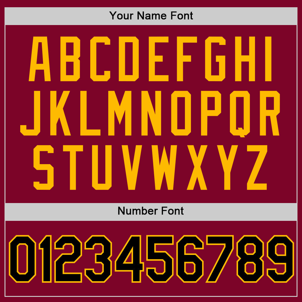 Custom Maroon Black-Gold Authentic Throwback Baseball Jersey view 5