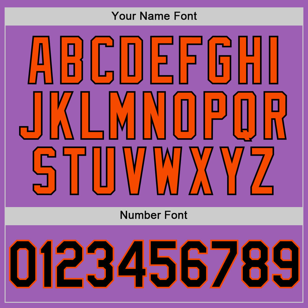 Custom Medium Purple Black-Orange Authentic Baseball Jersey view 5