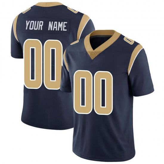 Custom LA.Rams Navy Football Jerseys Stitched Limited Jerseys 2022 Super Bowl LVI - Main View
