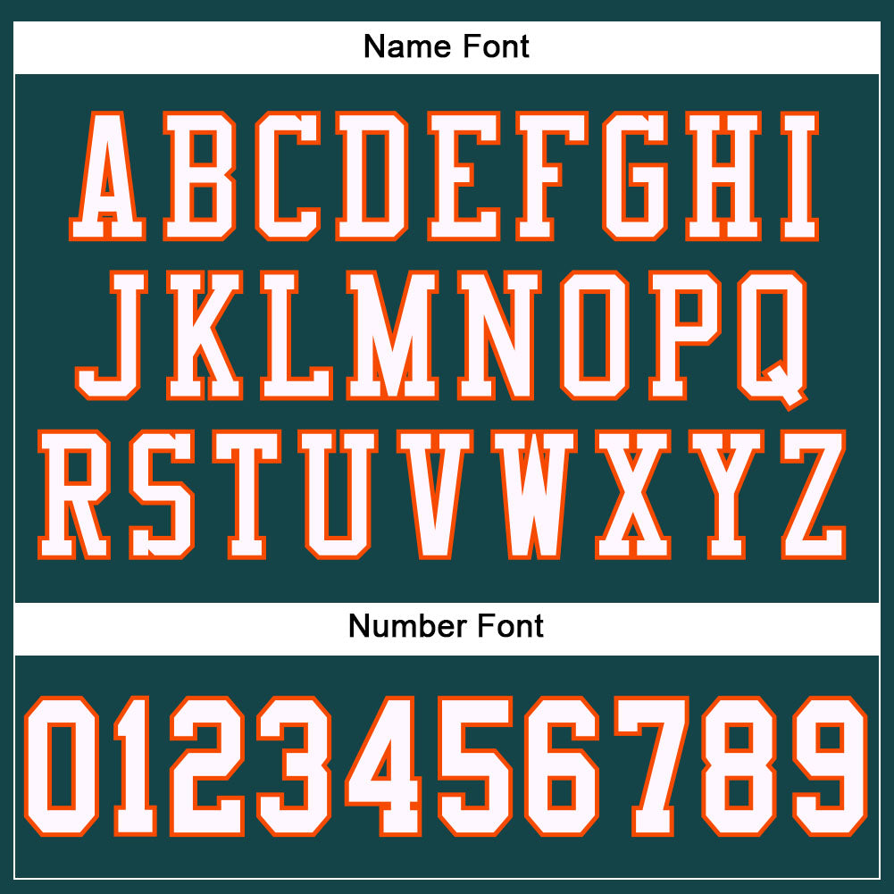 Custom Midnight Green White-Orange Mesh Authentic Football Jersey view 4