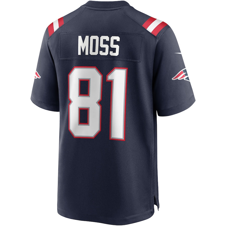 NE.Patriots #81 Randy Moss Navy Game Retired Player Jersey Stitched American Football Jerseys - Main View