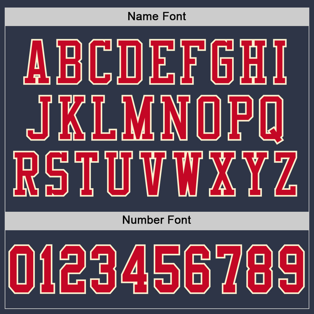 Custom Navy Red-Cream Mesh Authentic Throwback Football Jersey view 4