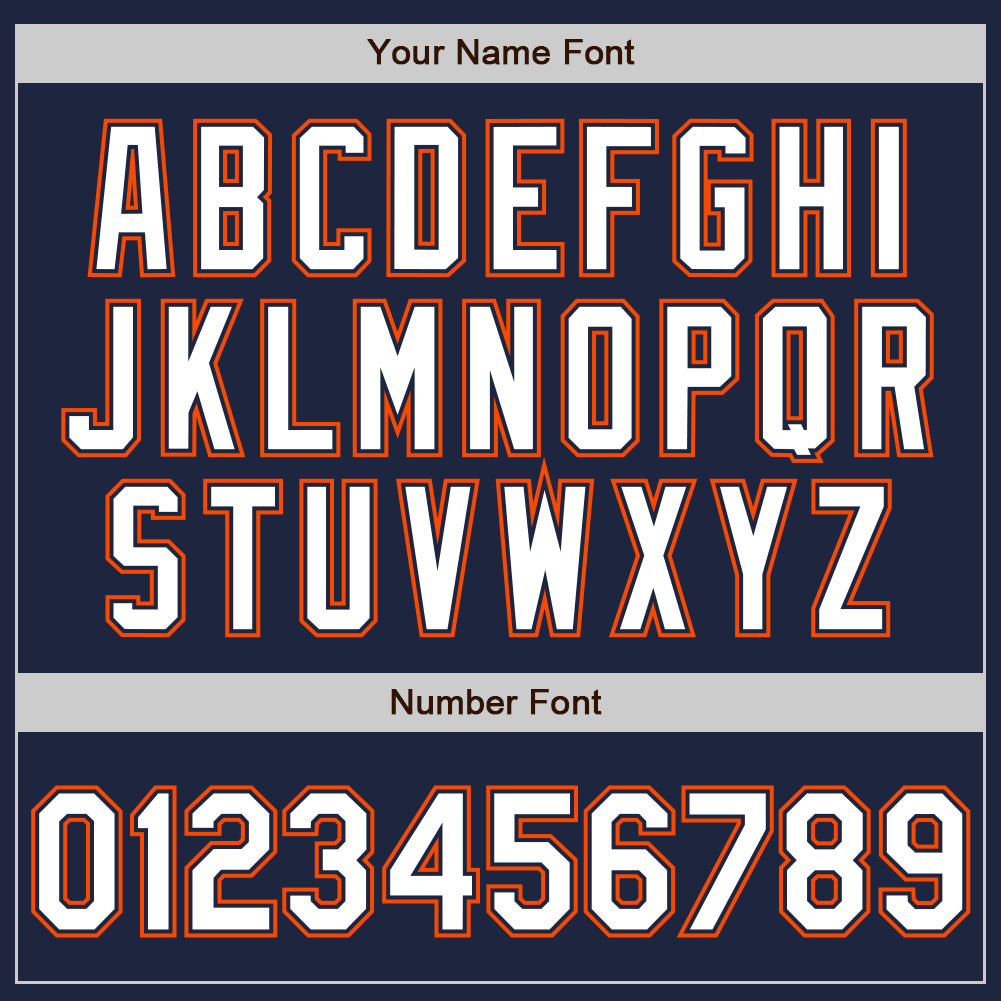 Custom Navy White-Orange Authentic Baseball Jersey view 5