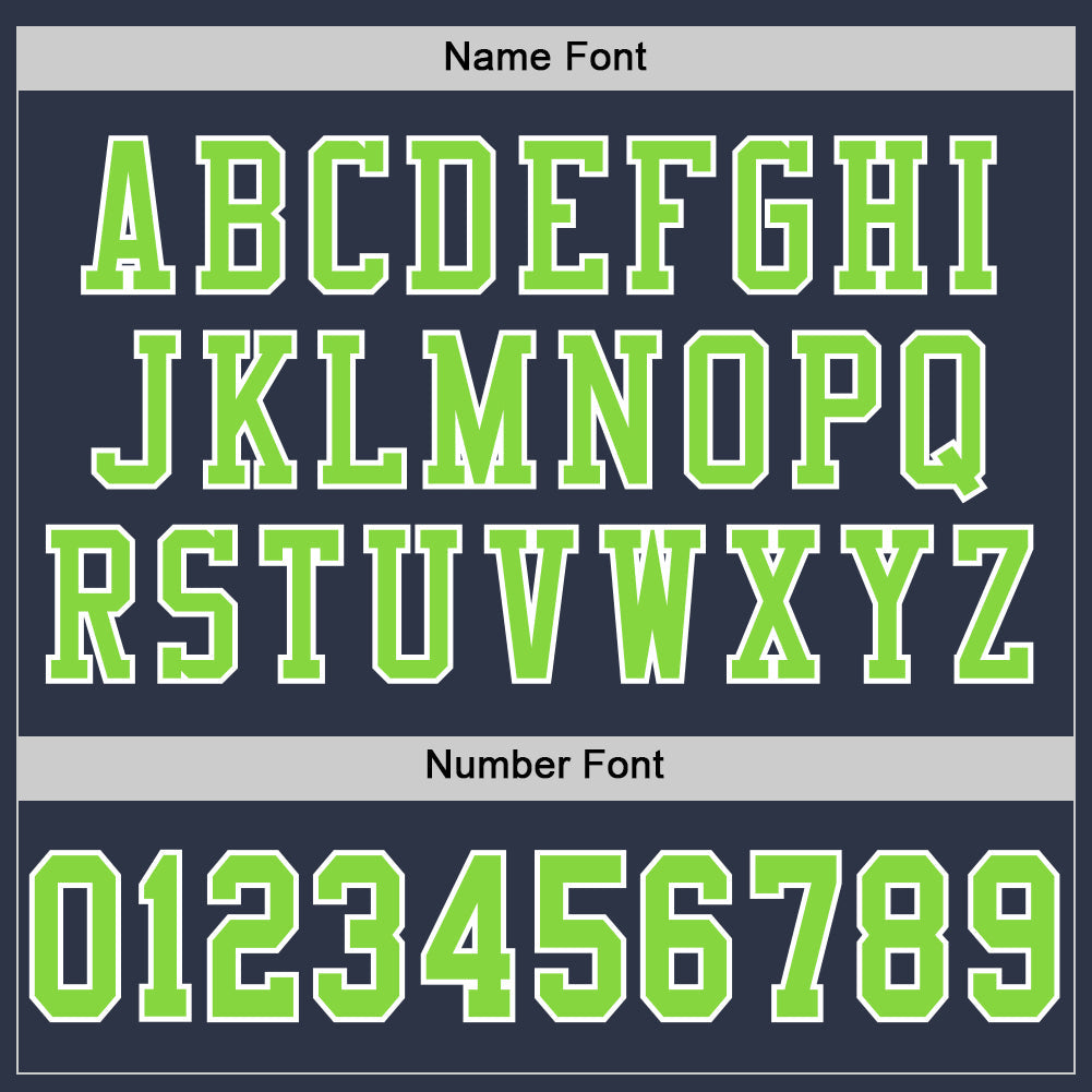 Custom Navy Neon Green-White Mesh Authentic Football Jersey view 4