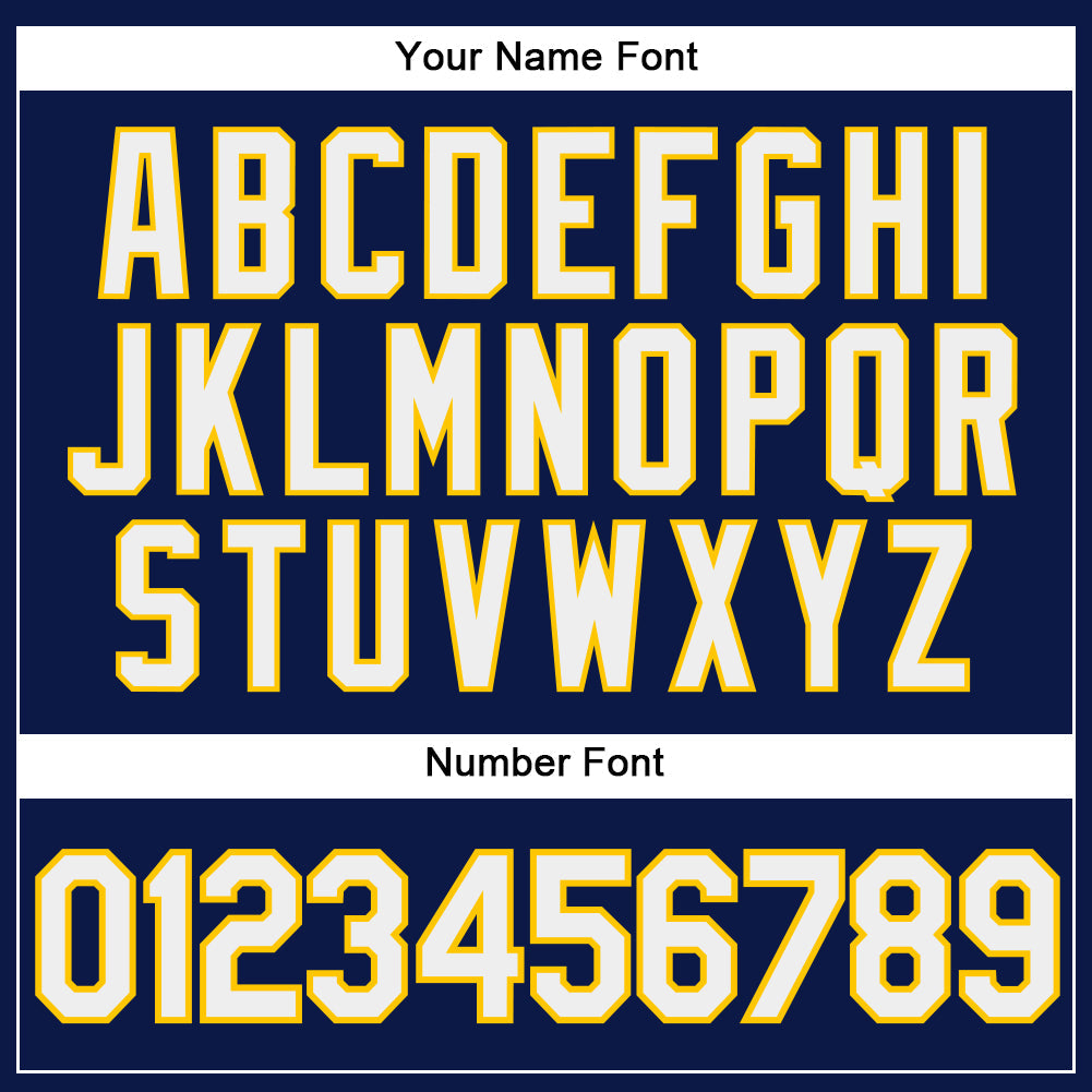 Custom Navy White-Yellow Authentic Baseball Jersey view 5