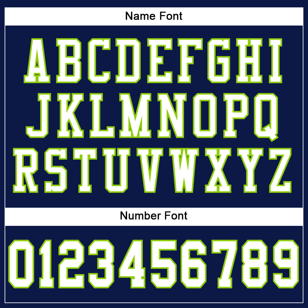 Custom Navy White-Neon Green Mesh Authentic Football Jersey view 4