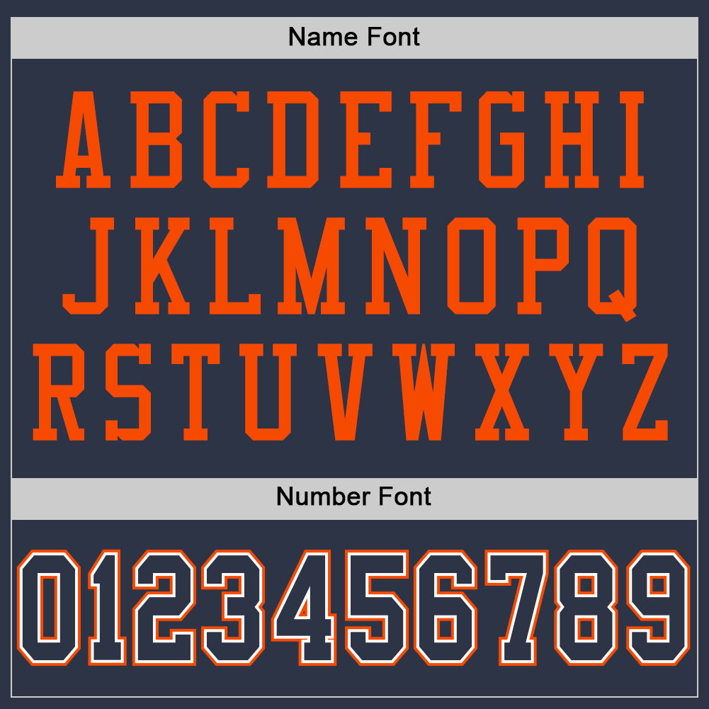 Custom Navy White-Orange Mesh Authentic Football Jersey view 4