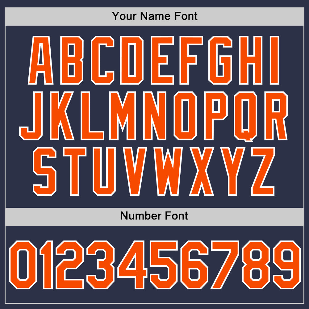 Custom Navy Orange-White Authentic Throwback Baseball Jersey view 5