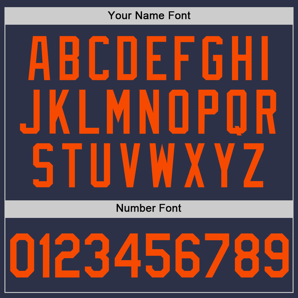 Custom Navy Orange-Blue Authentic Throwback Baseball Jersey view 5
