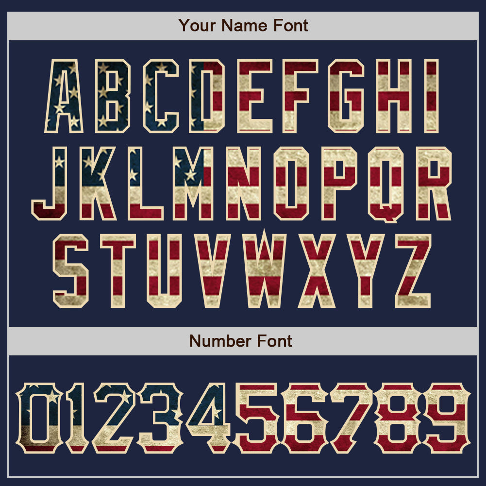 Custom Navy Vintage USA Flag-Cream Authentic Baseball Jersey view 5