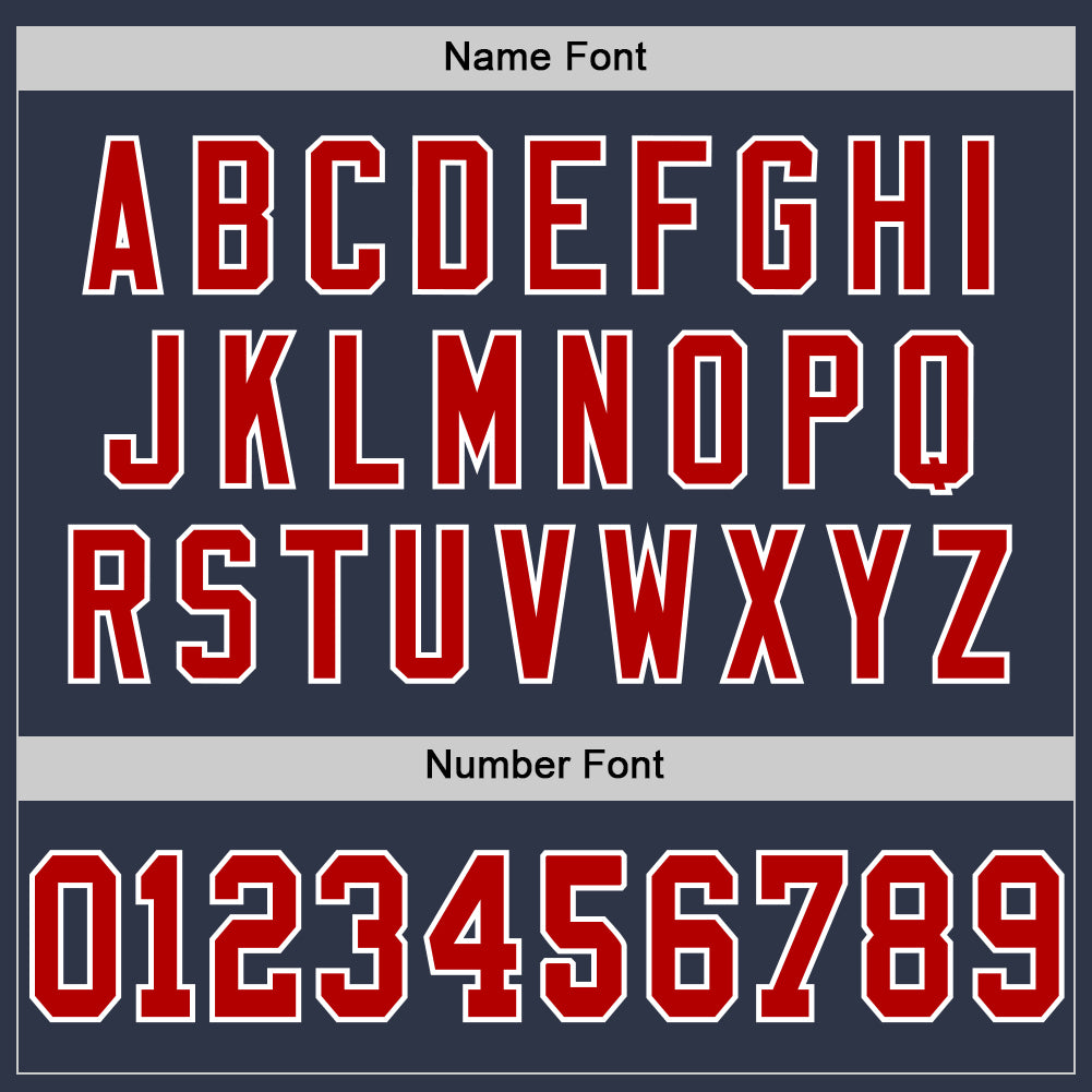 Custom Navy Red-White Mesh Authentic Throwback Football Jersey view 4