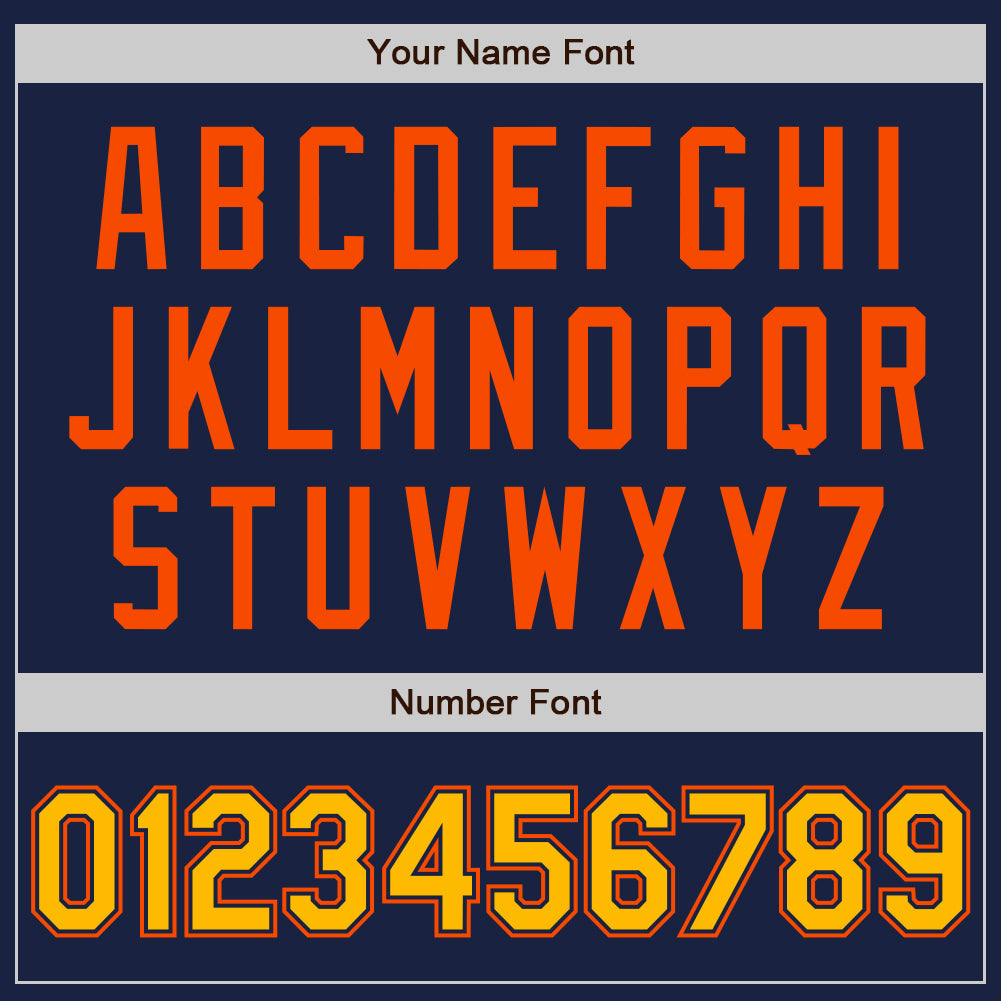 Custom Navy Gold-Orange Authentic Baseball Jersey view 8