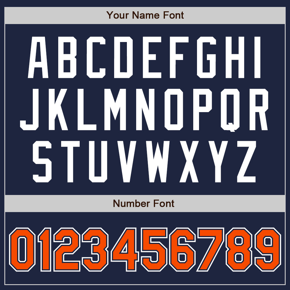 Custom Navy Orange-White Authentic Baseball Jersey view 5