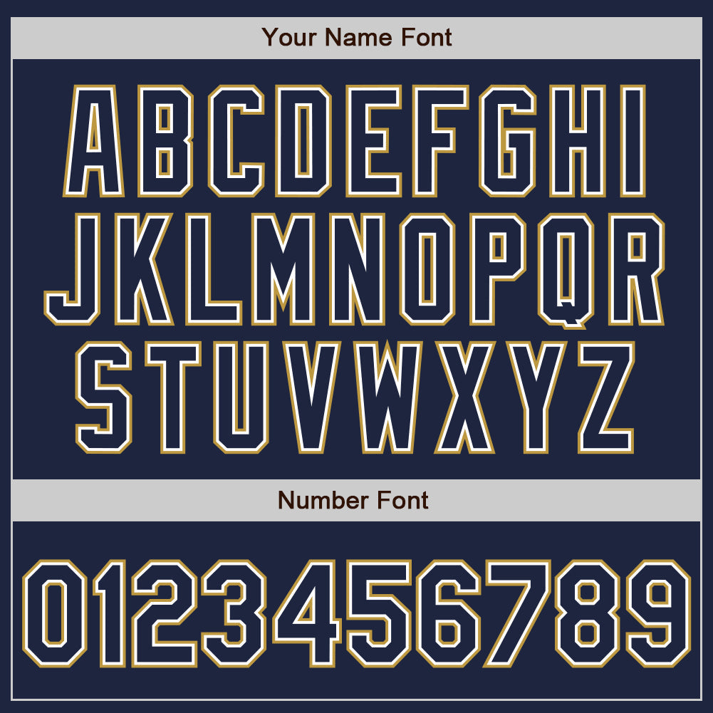 Custom Navy White-Old Gold Authentic Baseball Jersey view 5
