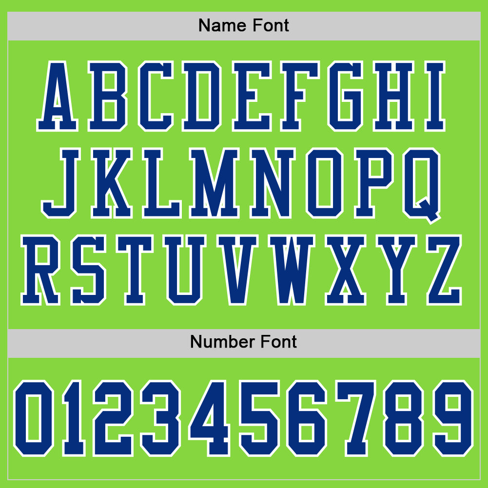 Custom Neon Green Royal-White Mesh Authentic Football Jersey view 4