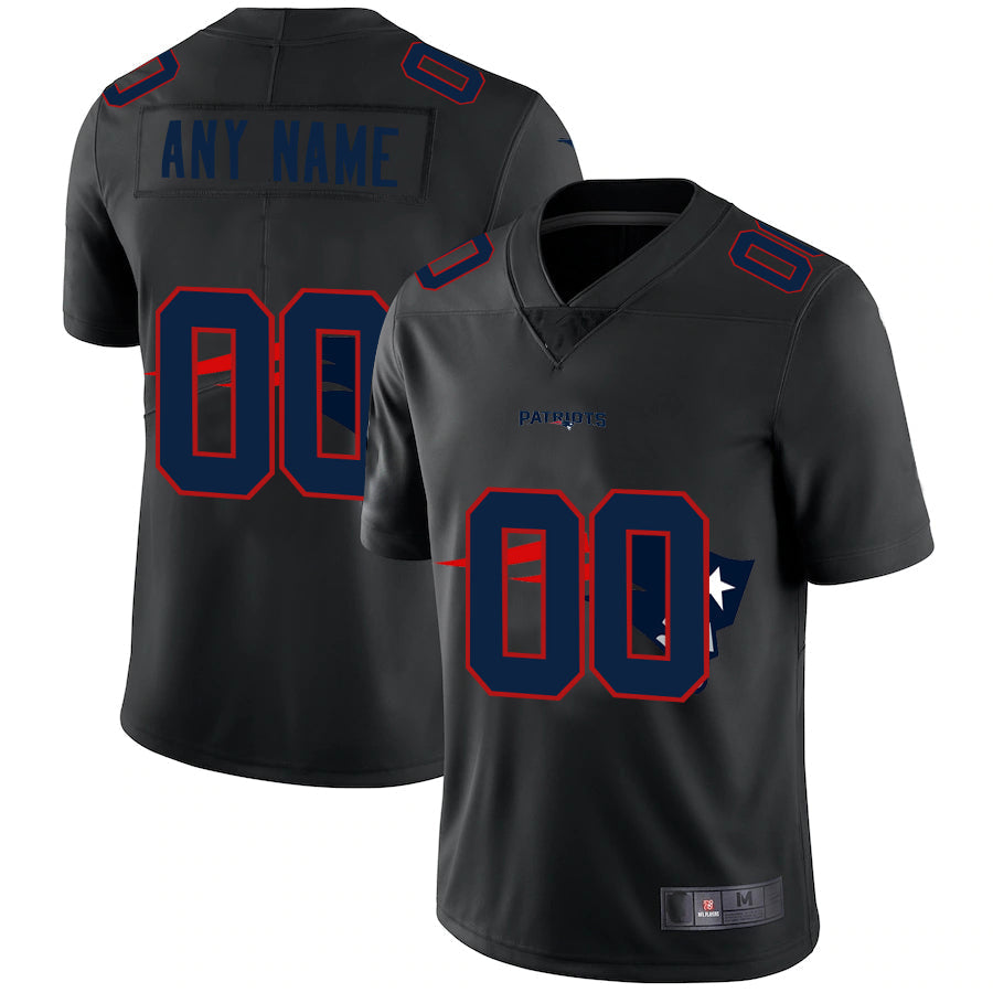 Custom NE.Patriots Team Logo Dual Overlap Limited Jersey Black Stitched American Football Jerseys - Main View
