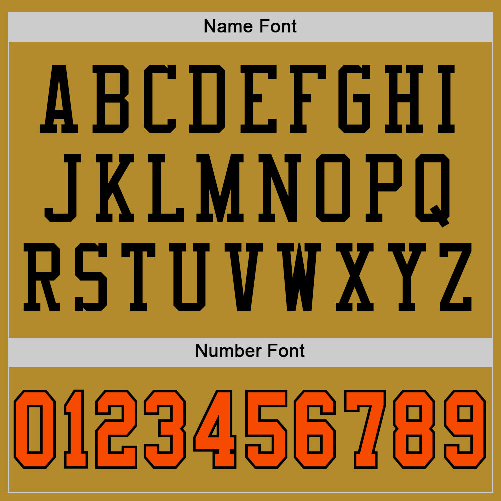 Custom Old Gold Orange-Black Mesh Authentic Football Jersey view 4