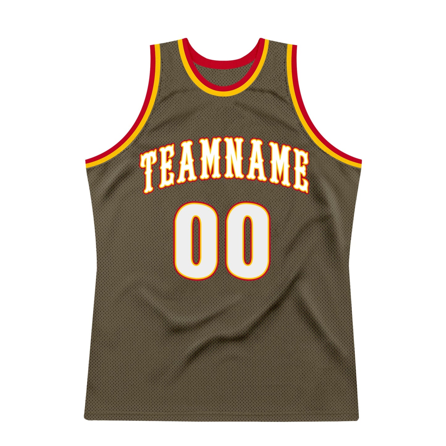 Custom Olive White-Red Authentic Throwback Salute To Service Basketball Jersey view 7