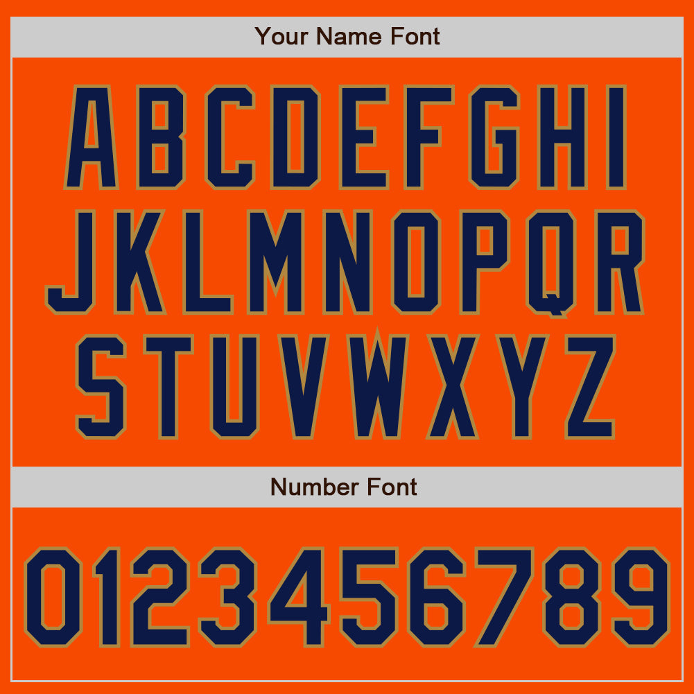 Custom Orange Navy-Old Gold Authentic Baseball Jersey view 5