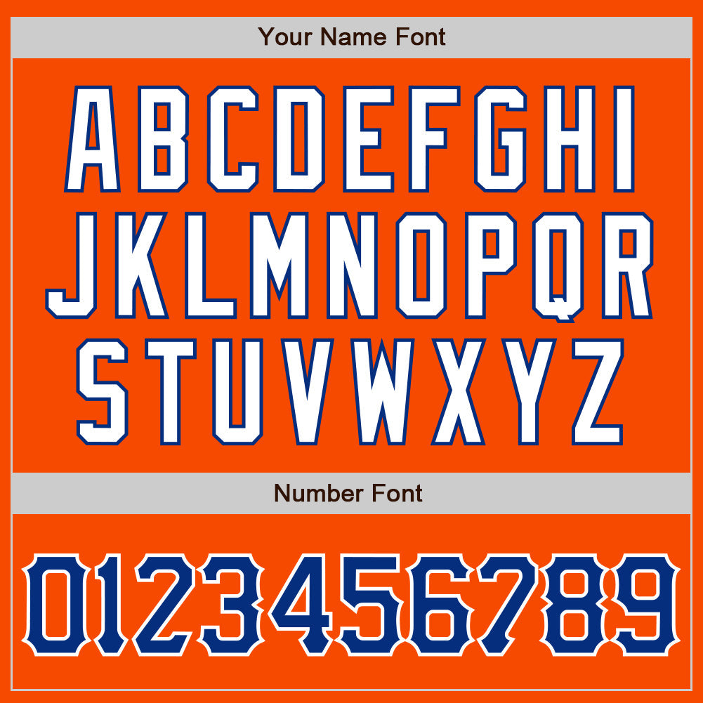 Custom Orange Royal-White Authentic Baseball Jersey view 5