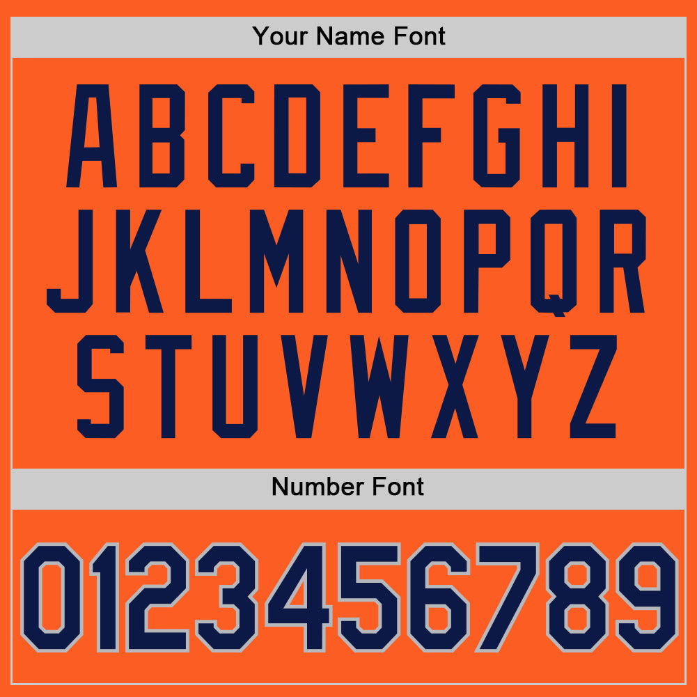 Custom Orange Navy-Gray Authentic Throwback Baseball Jersey view 5