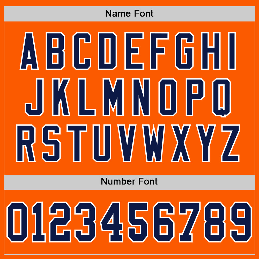 Custom Orange Navy-White Mesh Authentic Throwback Football Jersey view 4