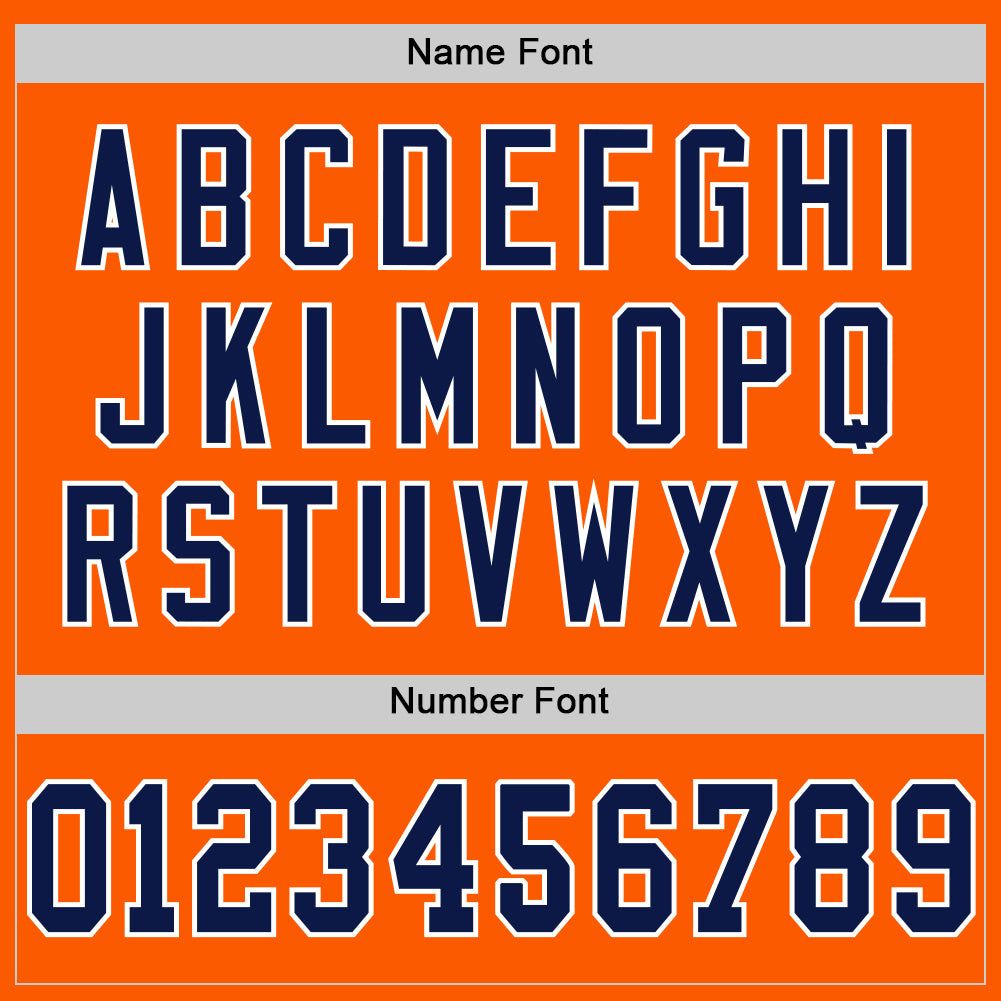 Custom Orange Navy-White Mesh Authentic Throwback Football Jersey view 4