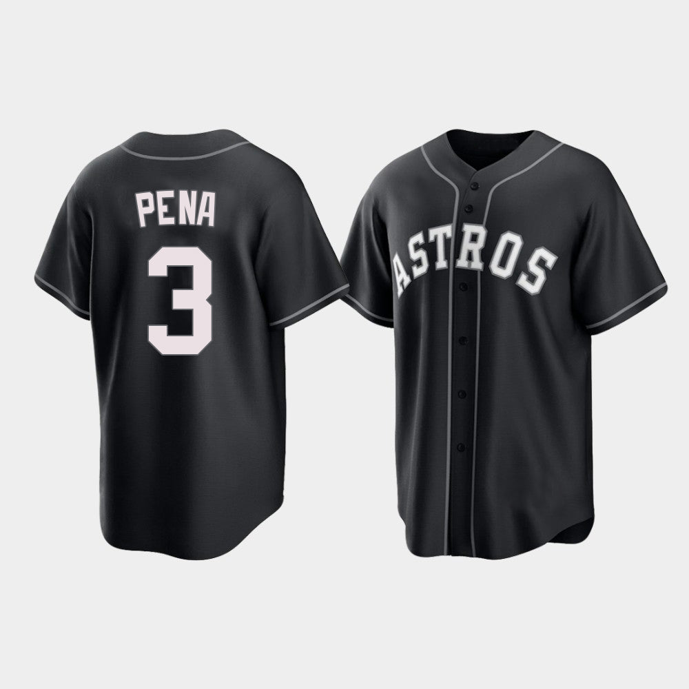 Baseball Houston Astros Jeremy Pena 2021 All Black Fashion Jersey - Main View