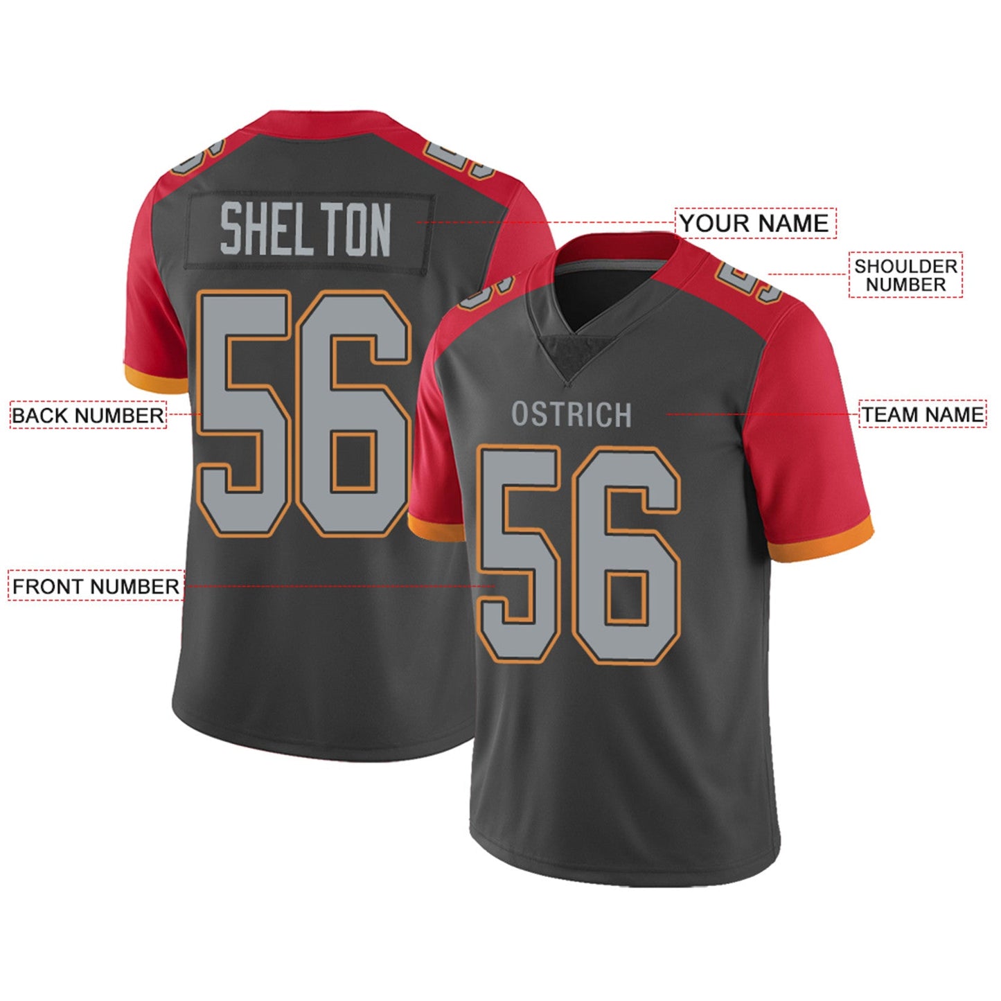 Custom TB.Buccaneers Football Jerseys Team Player or Personalized Design Your Own Name for Men's Women's Youth Jerseys Red view 10