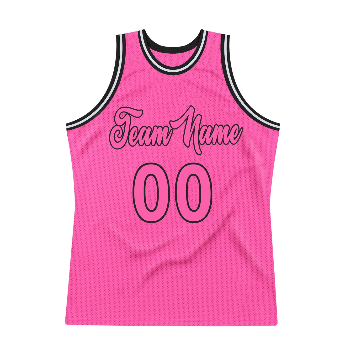 Custom Pink Pink-Black Authentic Throwback Basketball Jersey view 7