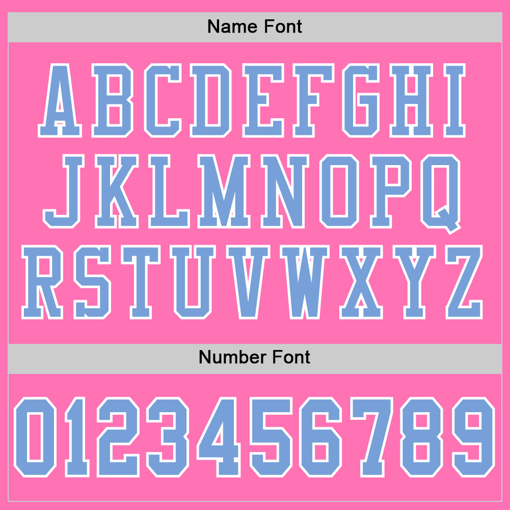 Custom Pink Light Blue-White Mesh Authentic Football Jersey view 4