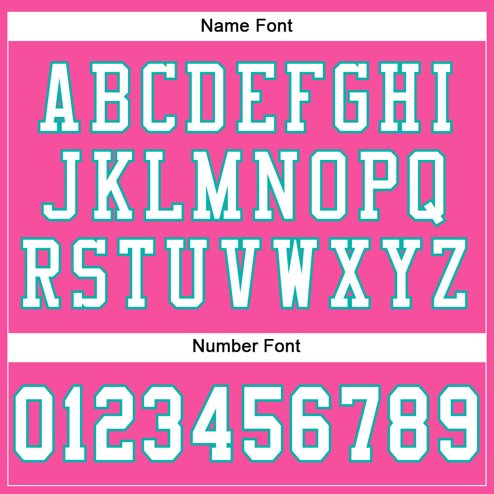 Custom Pink White-Aqua Mesh Authentic Football Jersey view 4