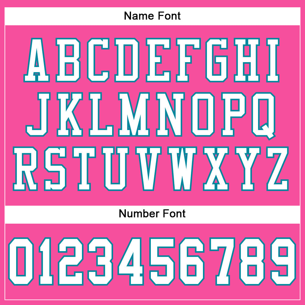 Custom Pink White-Teal Mesh Authentic Football Jersey view 4