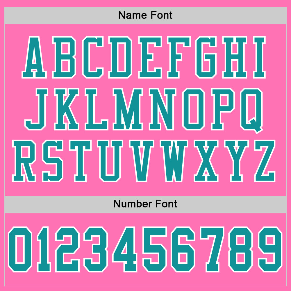 Custom Pink Teal-White Mesh Authentic Football Jersey view 4