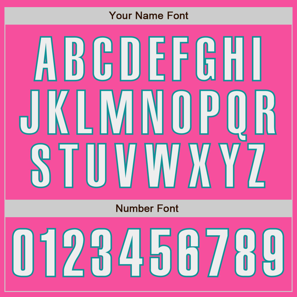 Custom Pink White-Teal Authentic Baseball Jersey view 5