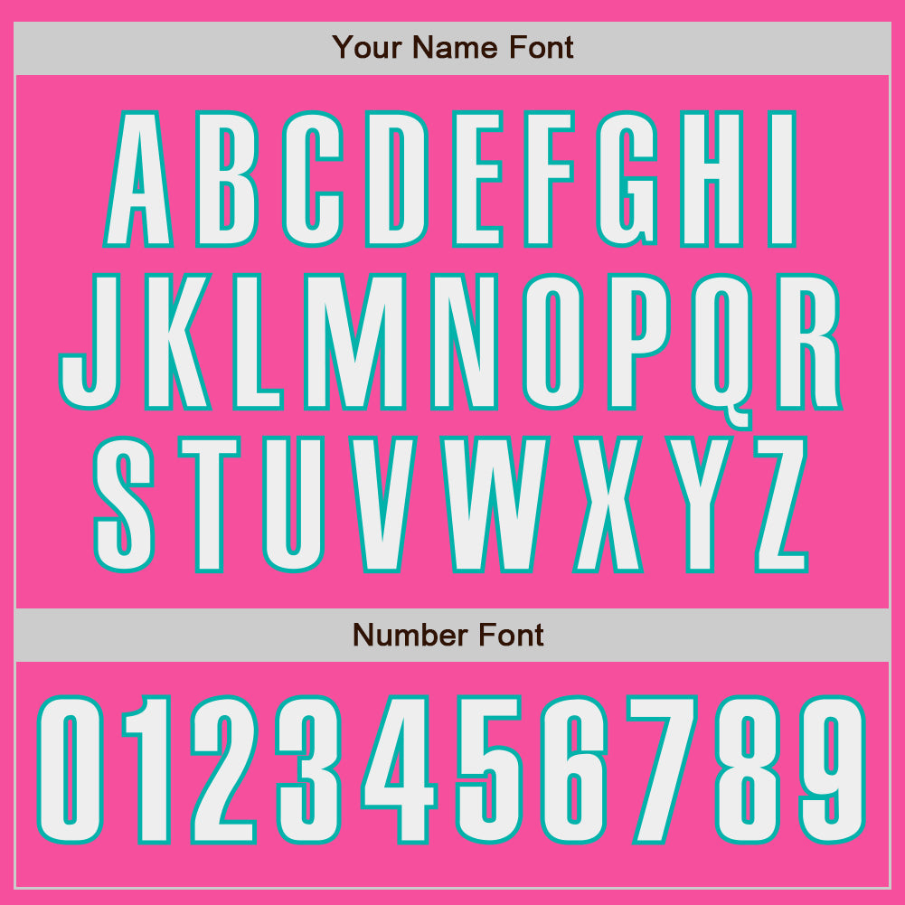 Custom Pink White-Aqua Authentic Baseball Jersey view 5